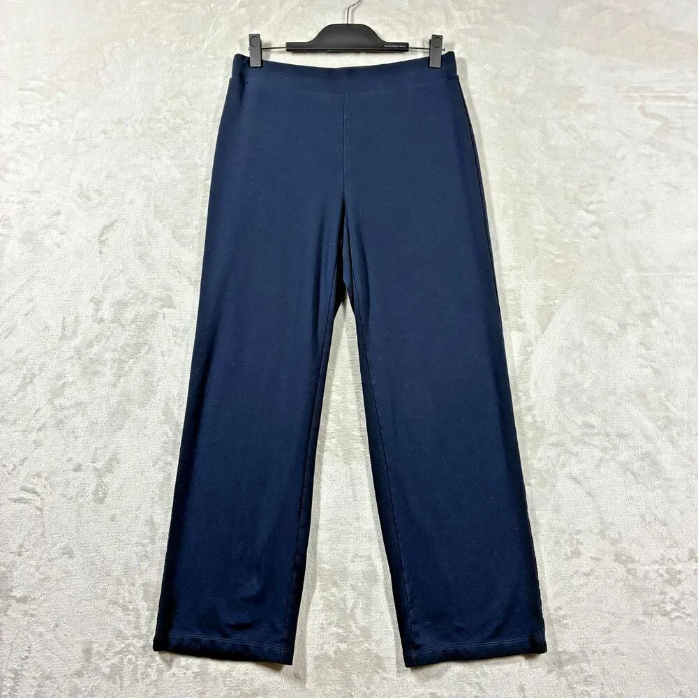 J Jill Pure Jill Affinity French Terry Wide Leg Lounge Pants S Navy Back Pockets